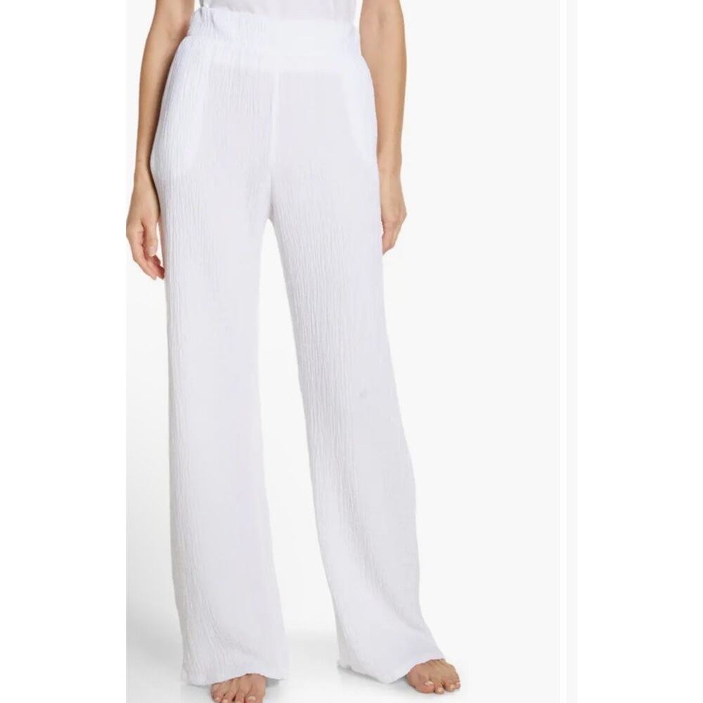 Sol Los Angeles Cotton Crepe Wide Leg Pants White XS